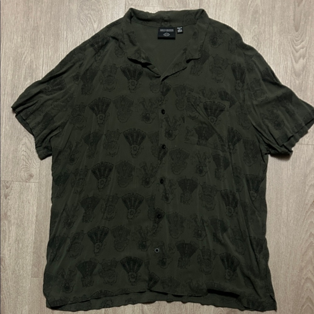 Harley-Davidson Dark Green Casual Button-Down Shirt